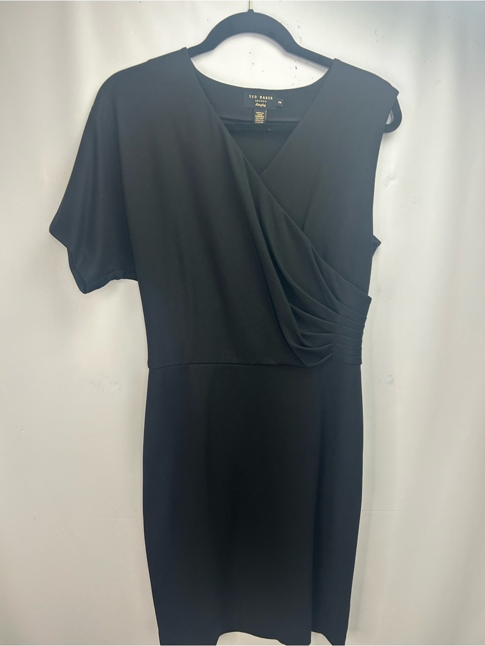 Ted Baker Black One-Shoulder Draped Sheath Dress